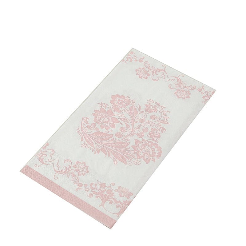 50 White and Pink Paper Dinner Napkins in French Toile Floral Pattern