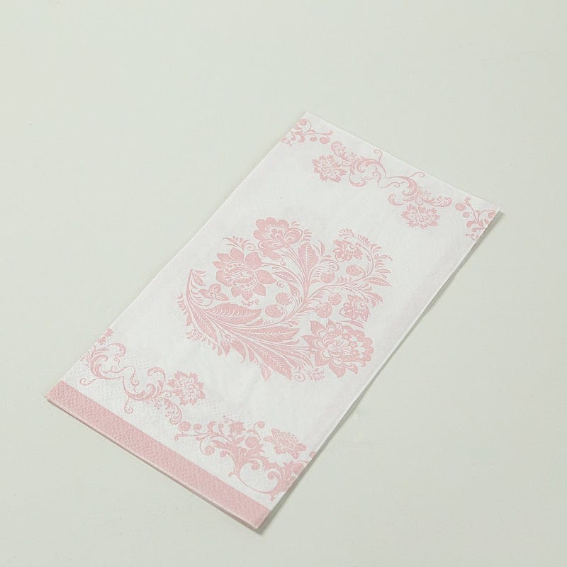 50 White and Pink Paper Dinner Napkins in French Toile Floral Pattern