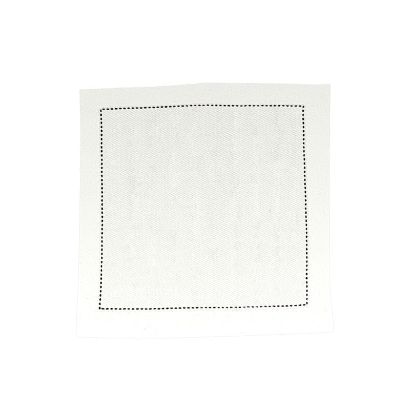 50 White Disposable Cotton Cocktail Napkins with Black Hemstitched Border