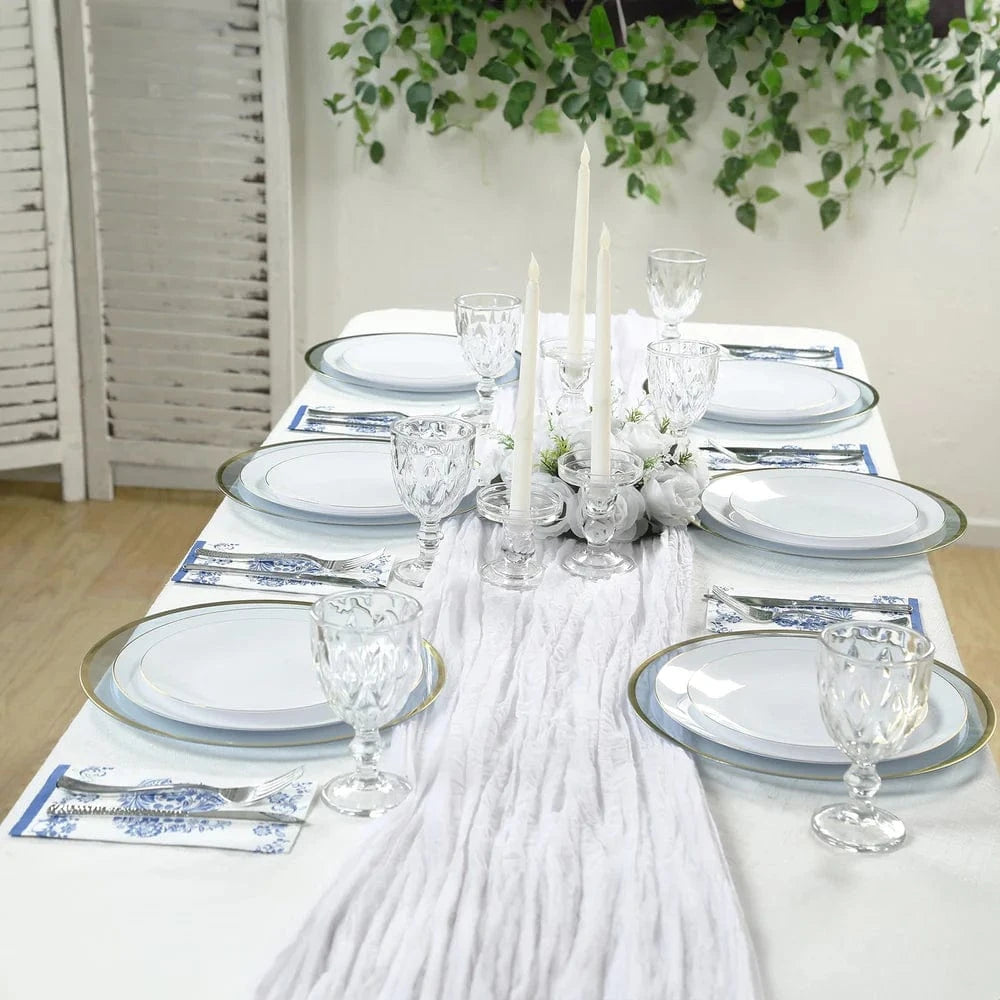 50 White Paper Dinner Napkins in French Toile Floral Pattern