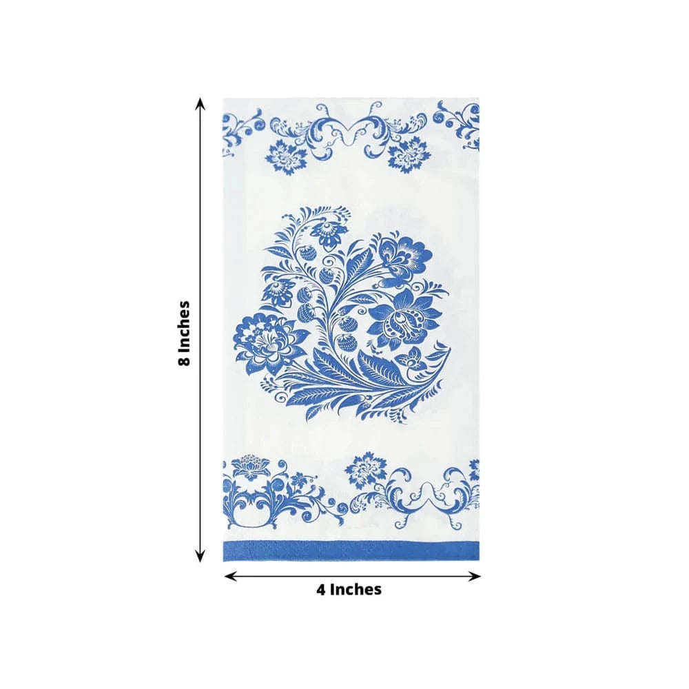 50 White Paper Dinner Napkins in French Toile Floral Pattern