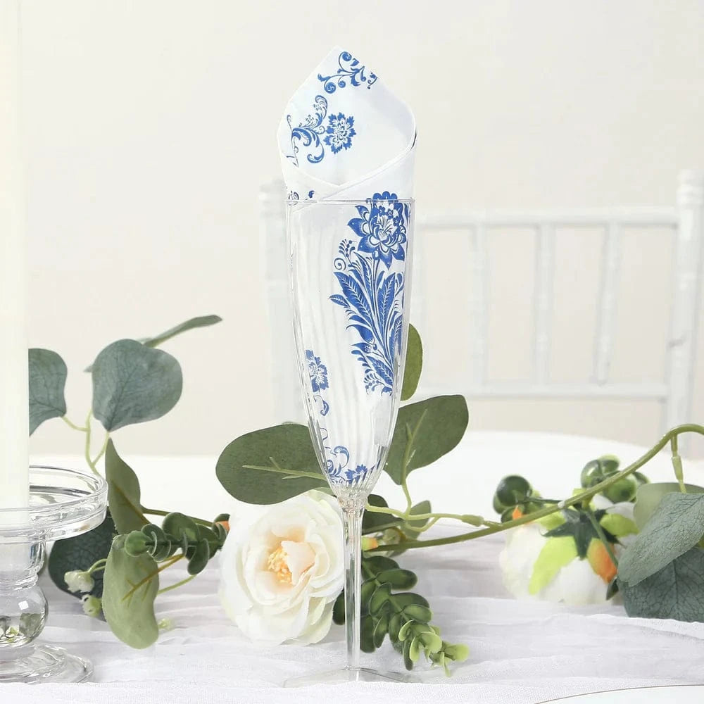 50 White Paper Dinner Napkins in French Toile Floral Pattern