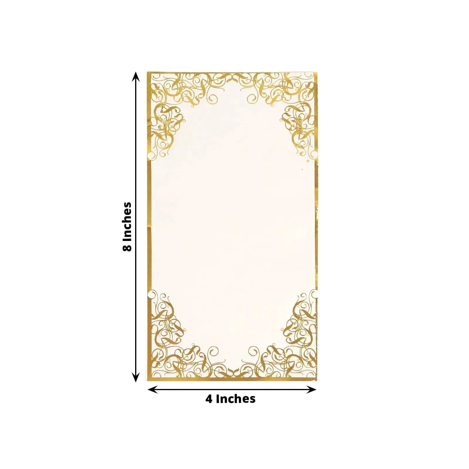 50 White Soft Dinner Paper Napkins with Gold Foil Lace Design