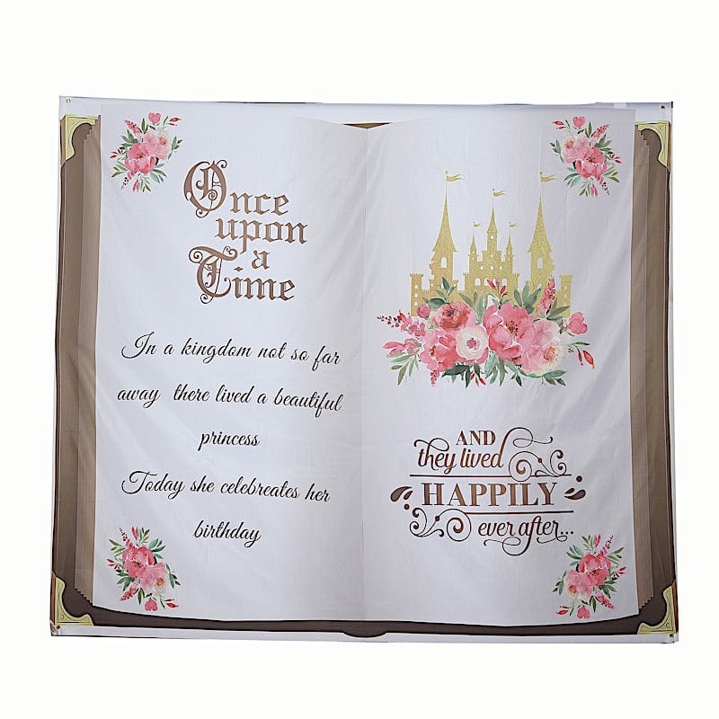 8 ft White and Gold Fairy Tale Book Vinyl Photography Backdrop