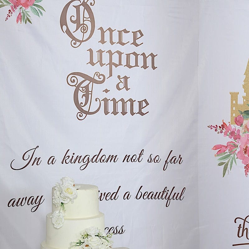 8 ft White and Gold Fairy Tale Book Vinyl Photography Backdrop