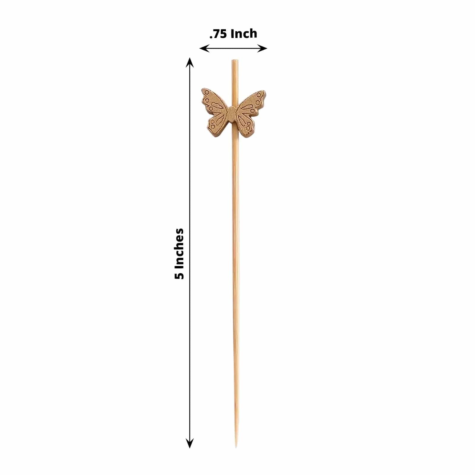 100 Natural Biodegradable Butterfly Cocktail Sticks