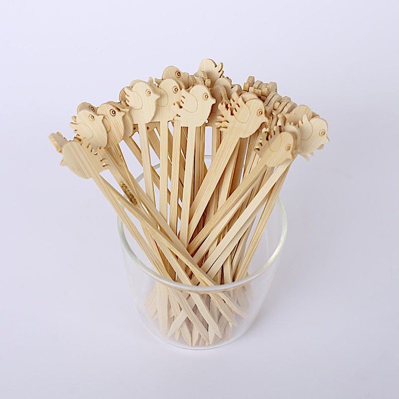 100 Natural Bamboo Skewers Bird Top Sustainable Cocktail Picks