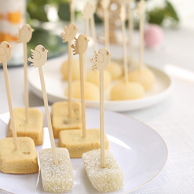 100 Natural Bamboo Skewers Bird Top Sustainable Cocktail Picks