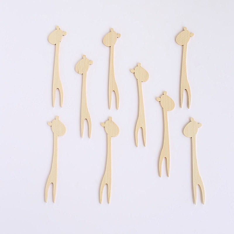 100 Natural Bamboo Mini Forks Giraffe Sustainable Cocktail Picks