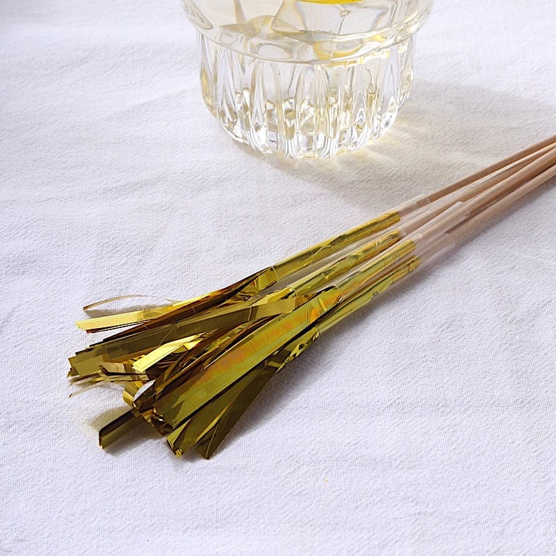 100 Natural 9 in Bamboo Skewers Cocktail Picks with Foil Frills Top
