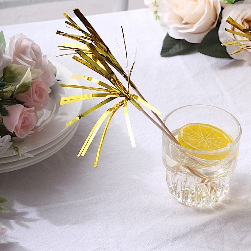 100 Natural 9 in Bamboo Skewers Cocktail Picks with Foil Frills Top