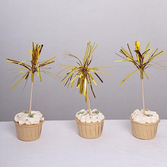 100 Natural 9 in Bamboo Skewers Cocktail Picks with Foil Frills Top