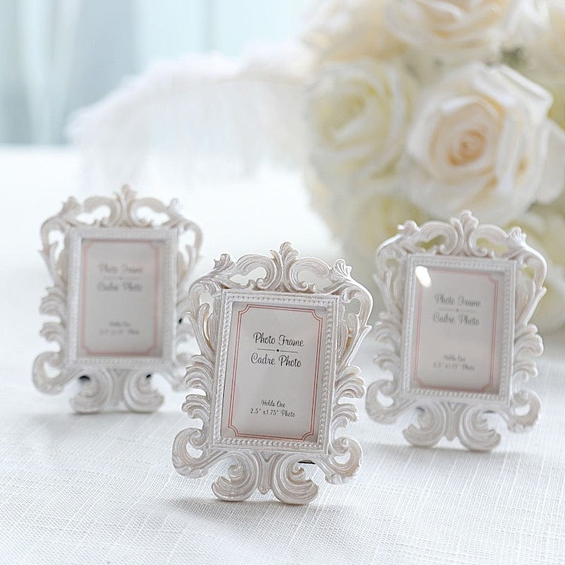 4 White 4x3 in Resin Vintage Baroque Picture Frames