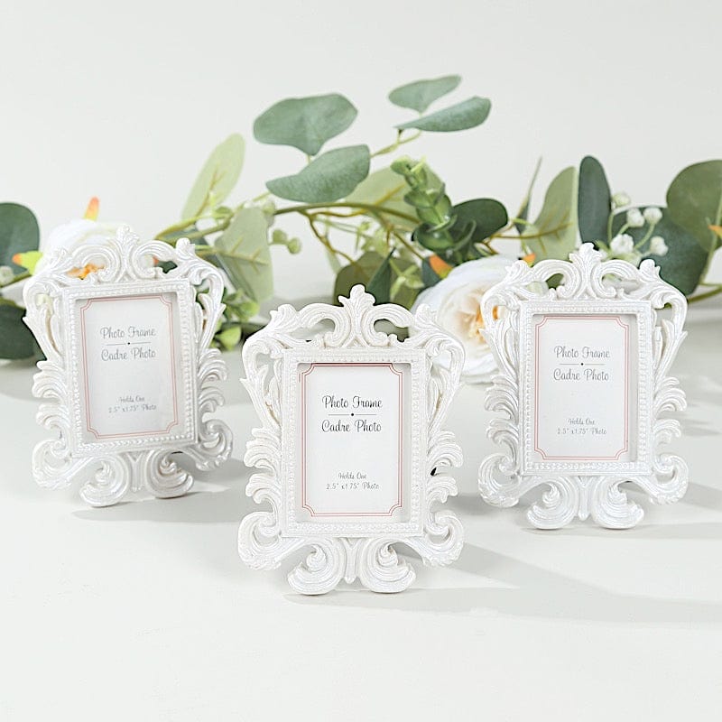 4 White 4x3 in Resin Vintage Baroque Picture Frames