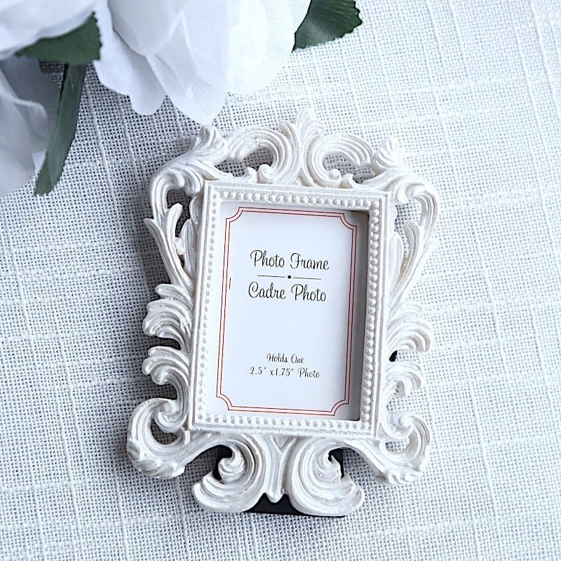 4 White 4x3 in Resin Vintage Baroque Picture Frames