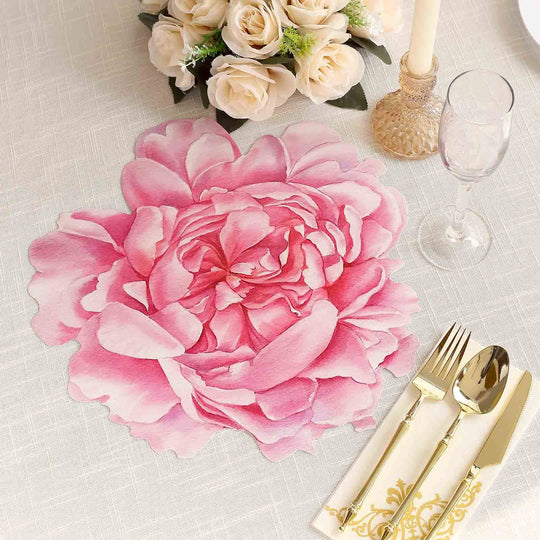 10 Pink Peony Flower Cardboard Paper Placemats