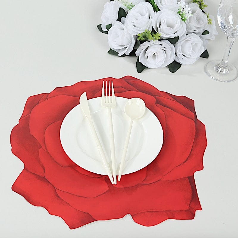 10 Rose Flower Red 14 in Cardboard Paper Disposable Placemats