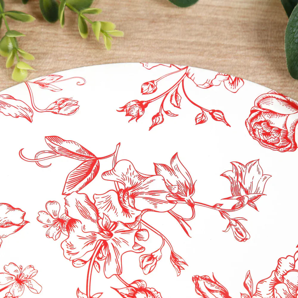 10 White Cardboard Disposable Table Placemats with French Toile Print