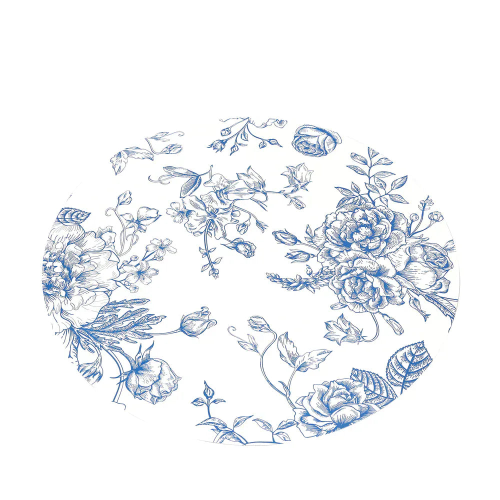 10 White Cardboard Disposable Table Placemats with French Toile Print