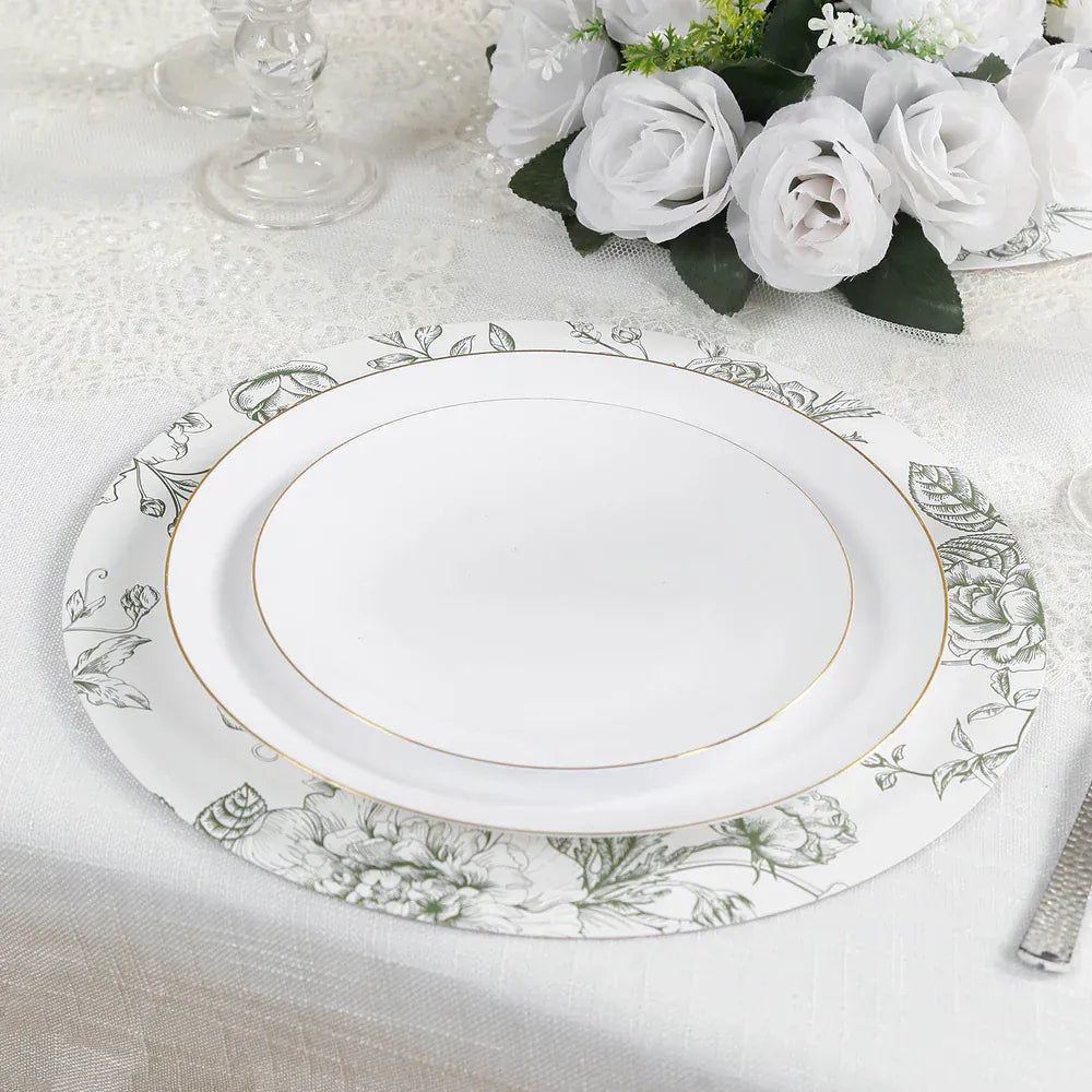 10 White Cardboard Disposable Table Placemats with French Toile Print