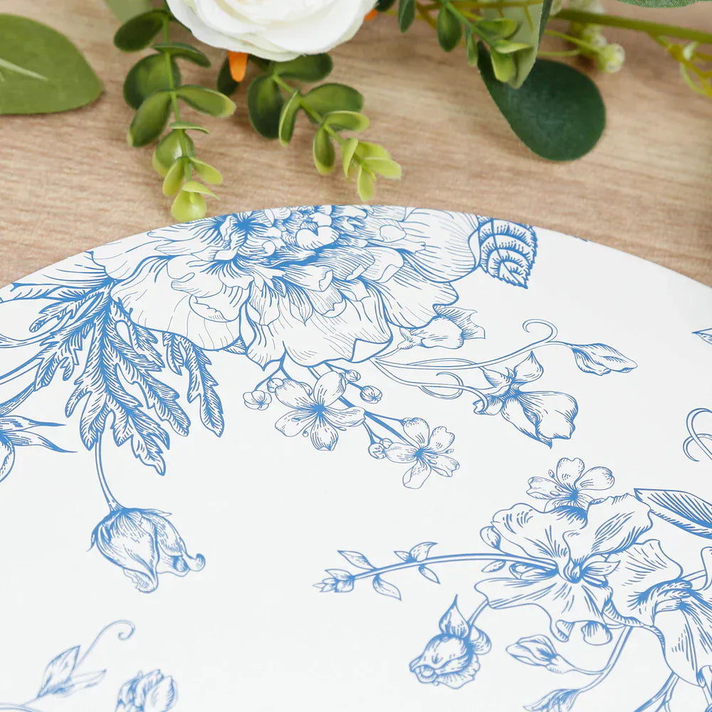 10 White Cardboard Disposable Table Placemats with French Toile Print