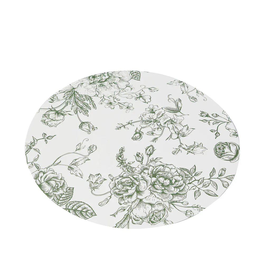 10 White Cardboard Disposable Table Placemats with French Toile Print