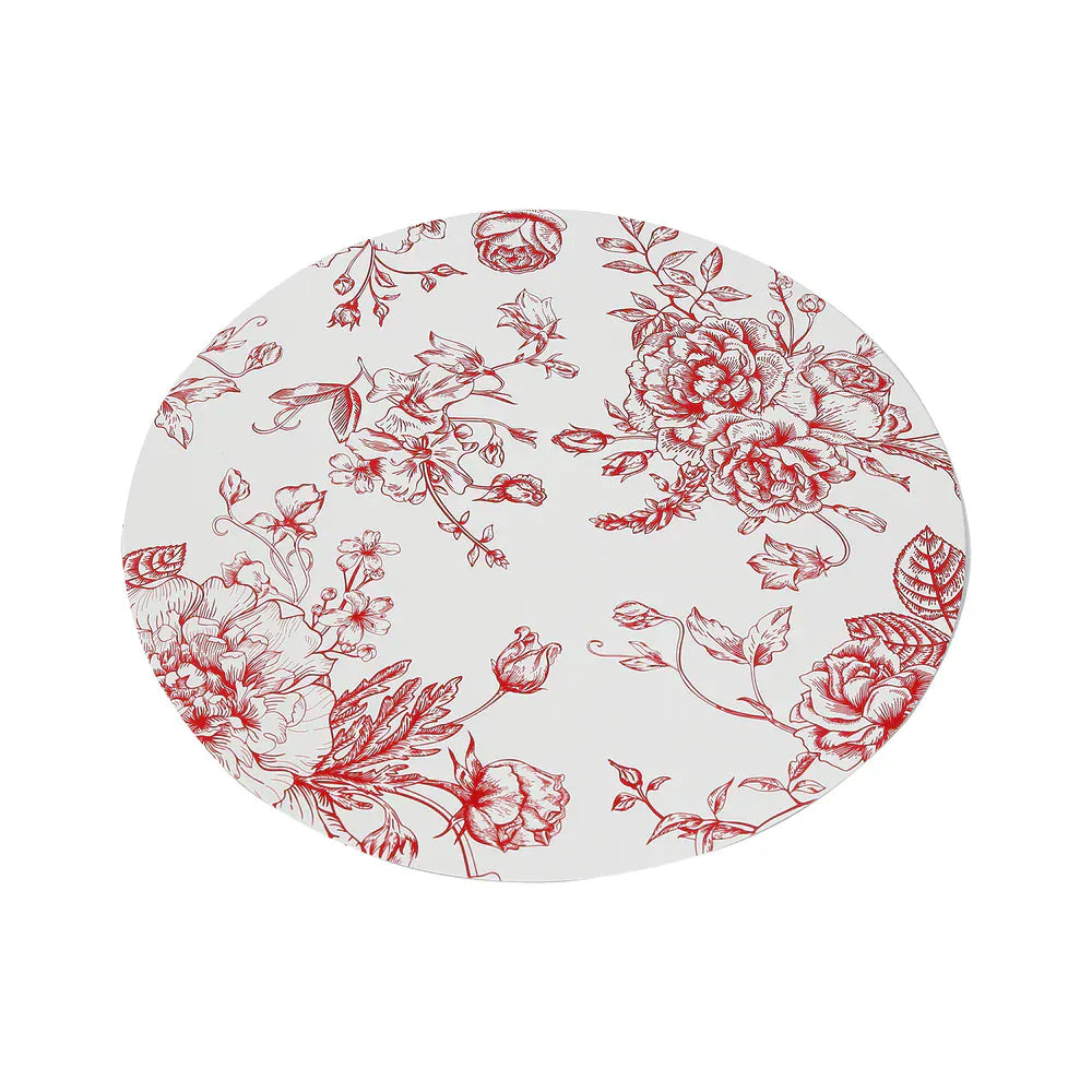 10 White Cardboard Disposable Table Placemats with French Toile Print