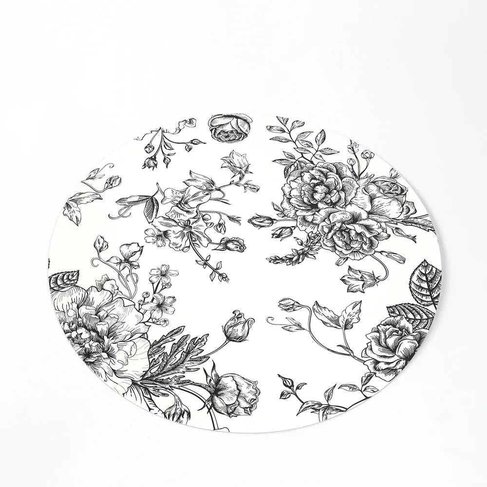 10 White Cardboard Disposable Table Placemats with French Toile Print