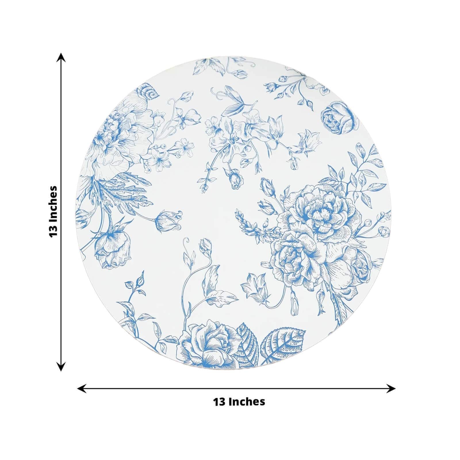 10 White Cardboard Disposable Table Placemats with French Toile Print