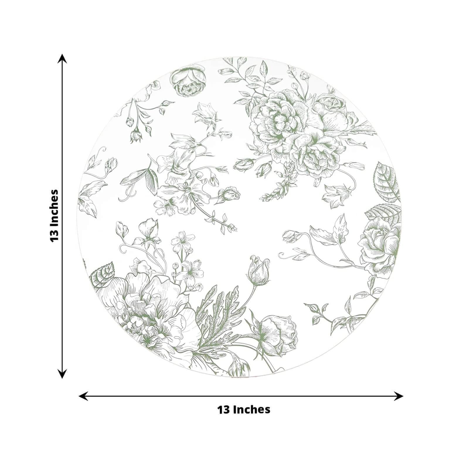 10 White Cardboard Disposable Table Placemats with French Toile Print
