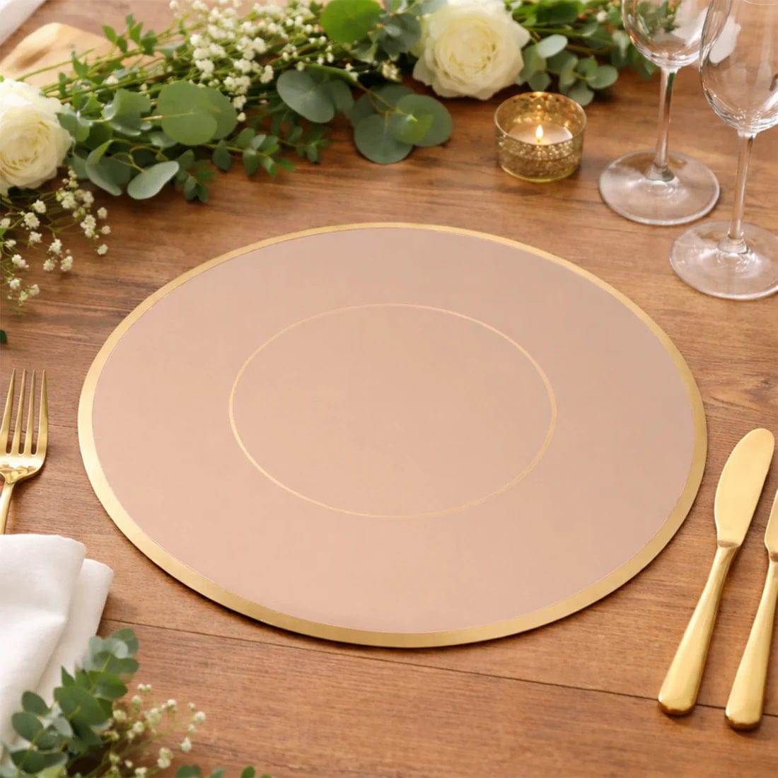 50 Disposable 13 in Round Cardboard Paper Table Placemats