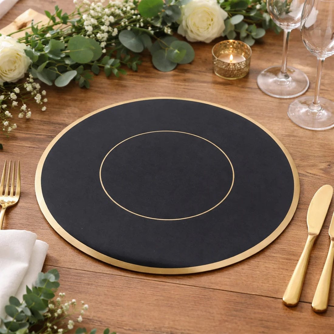 50 Disposable 13 in Round Cardboard Paper Table Placemats