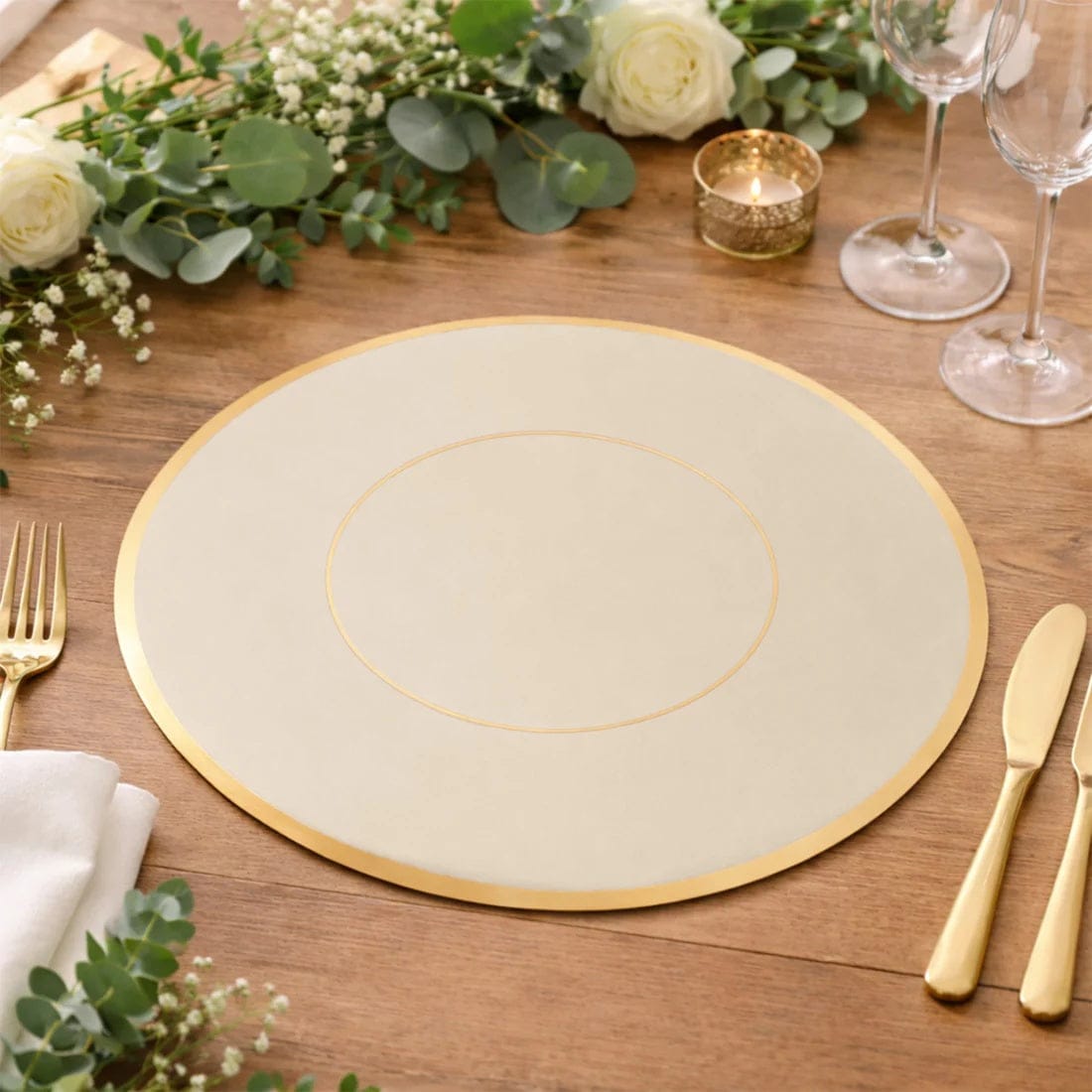 50 Disposable 13 in Round Cardboard Paper Table Placemats
