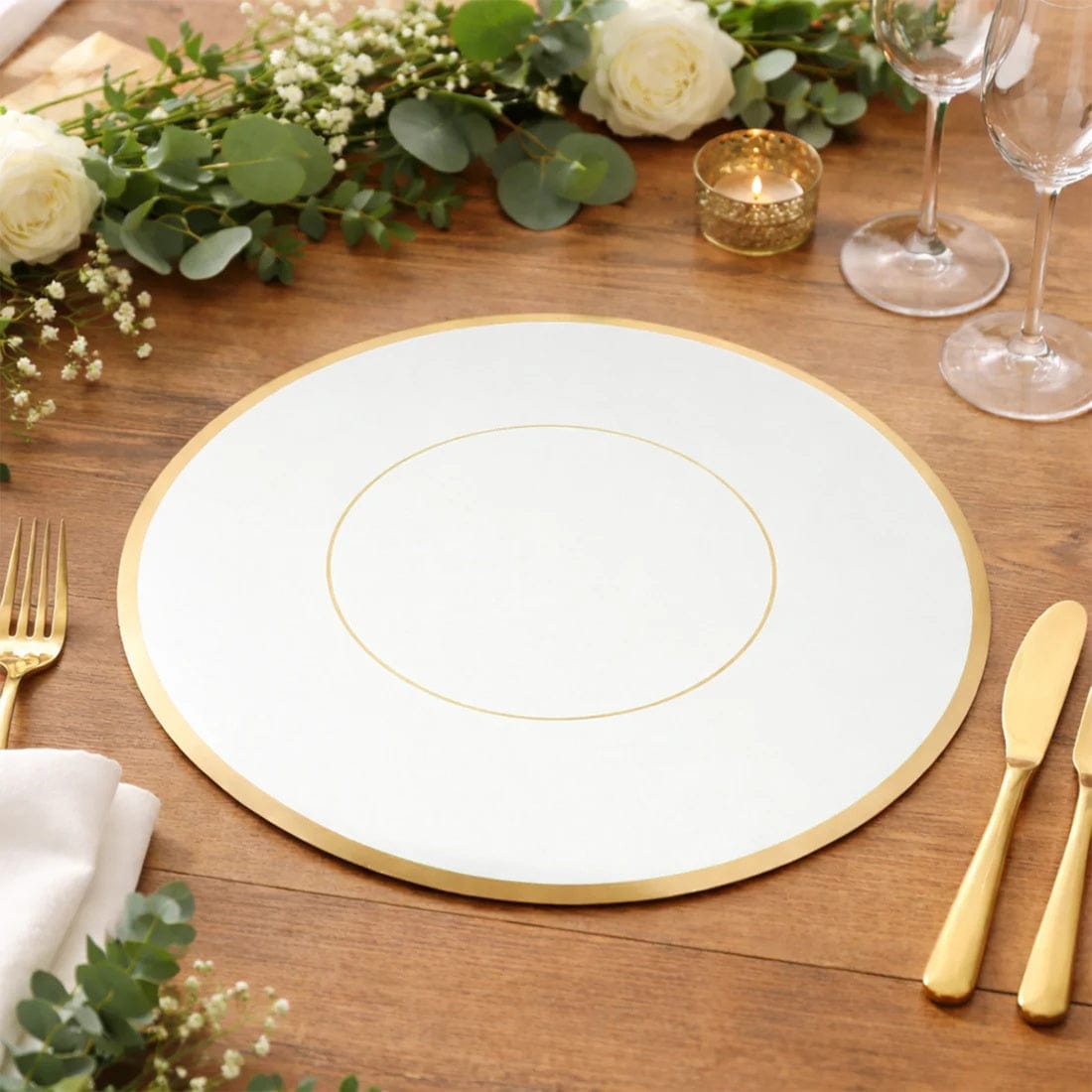 50 Disposable 13 in Round Cardboard Paper Table Placemats