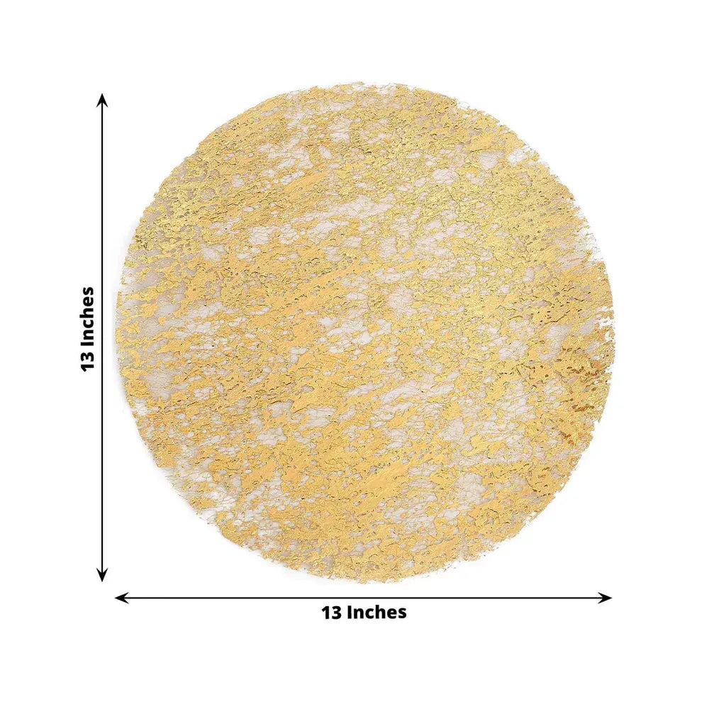 50 Metallic 13 in Round Polyester Mesh with Foil Table Placemats