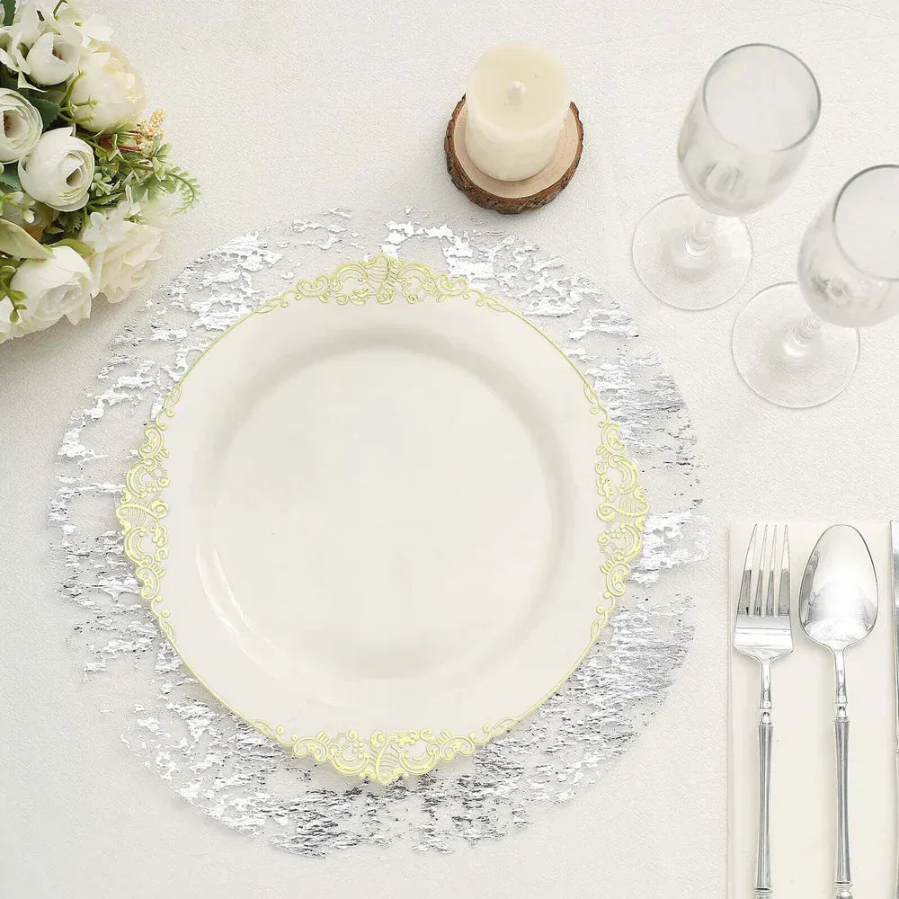 50 Metallic 13 in Round Polyester Mesh with Foil Table Placemats