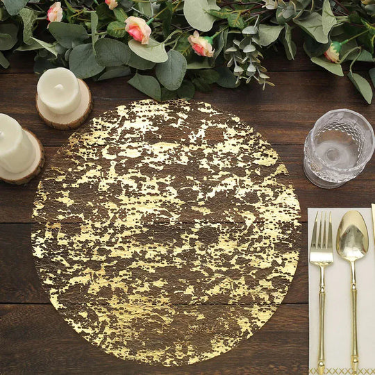 50 Metallic 13 in Round Polyester Mesh with Foil Table Placemats