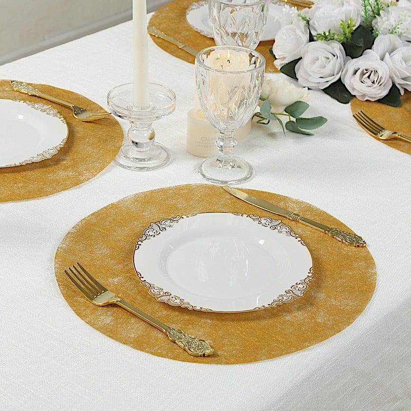 50 Non Woven 13 in Mesh Fiber Round Disposable Placemats