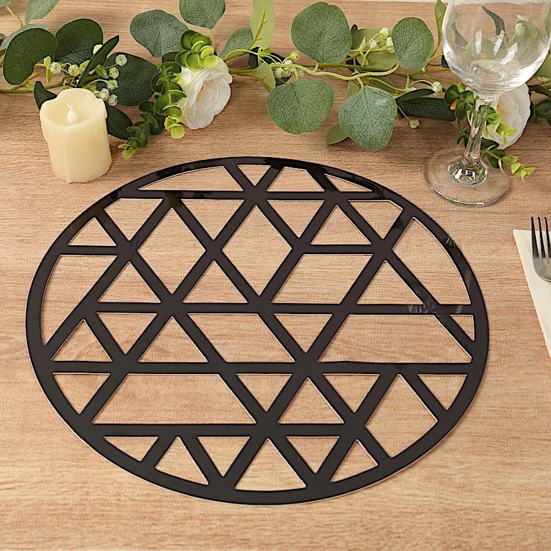 6 Metallic Gold 13 in Disposable Cardboard Placemats Laser Cut Geometric Triangle Design
