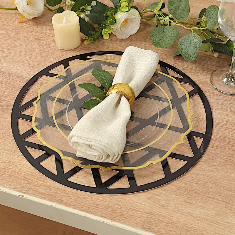 6 Metallic Gold 13 in Disposable Cardboard Placemats Laser Cut Geometric Triangle Design