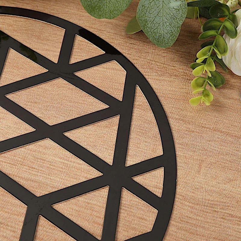 6 Metallic Gold 13 in Disposable Cardboard Placemats Laser Cut Geometric Triangle Design