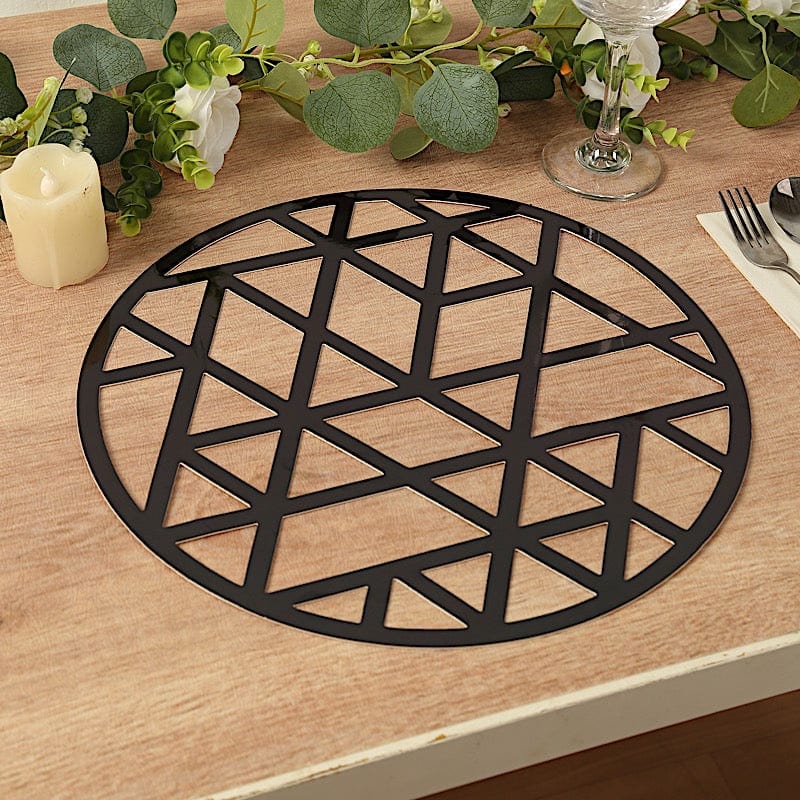 6 Metallic Gold 13 in Disposable Cardboard Placemats Laser Cut Geometric Triangle Design