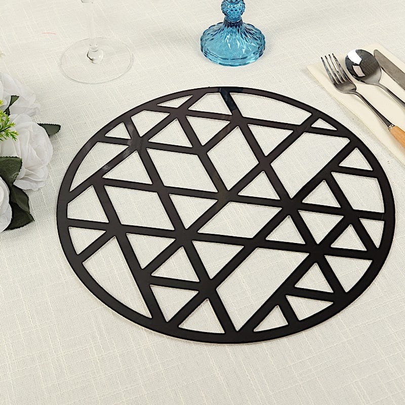 6 Metallic Gold 13 in Disposable Cardboard Placemats Laser Cut Geometric Triangle Design