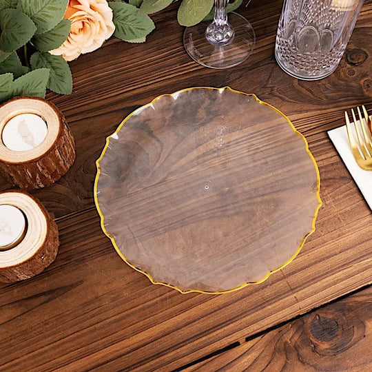 10 Disposable Plastic Salad Dinner Plates with Scalloped Rim
