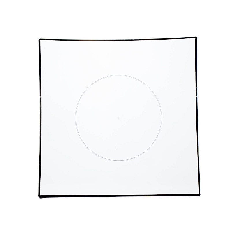 10 Concave Square Disposable Salad and Dinner Plastic Plates with Gold Trim