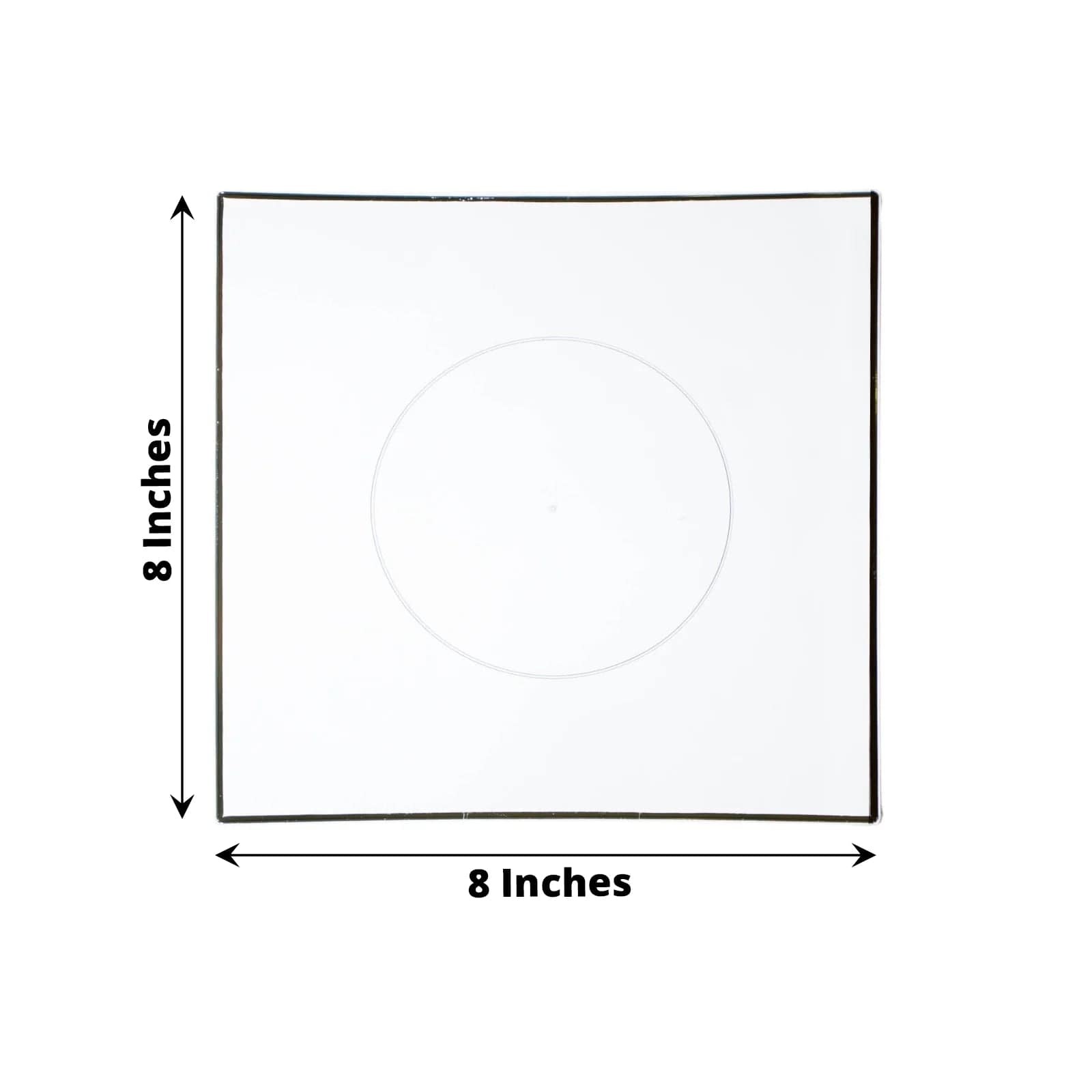 10 Concave Square Disposable Salad and Dinner Plastic Plates with Gold Trim