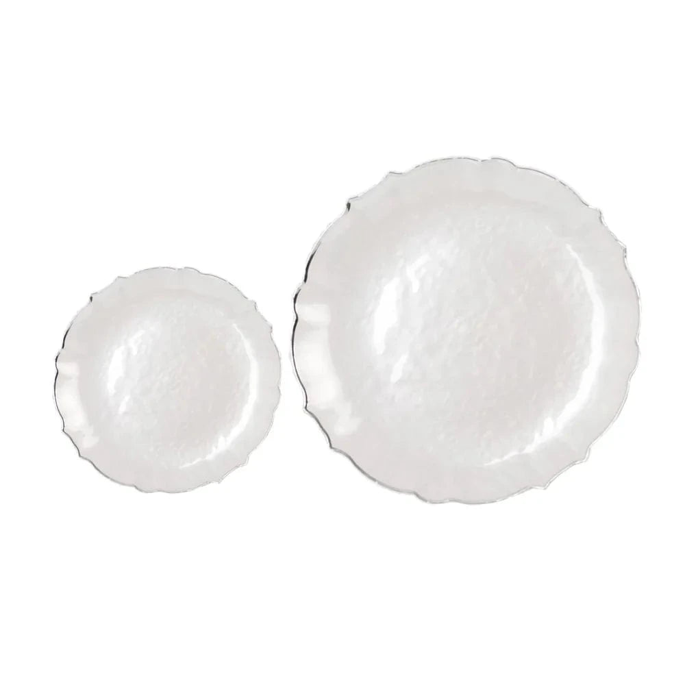 10 Disposable Plastic Salad Dinner Plates with Scalloped Rim