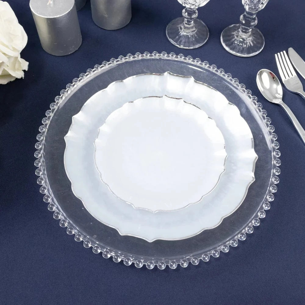 10 Disposable Plastic Salad Dinner Plates with Scalloped Rim