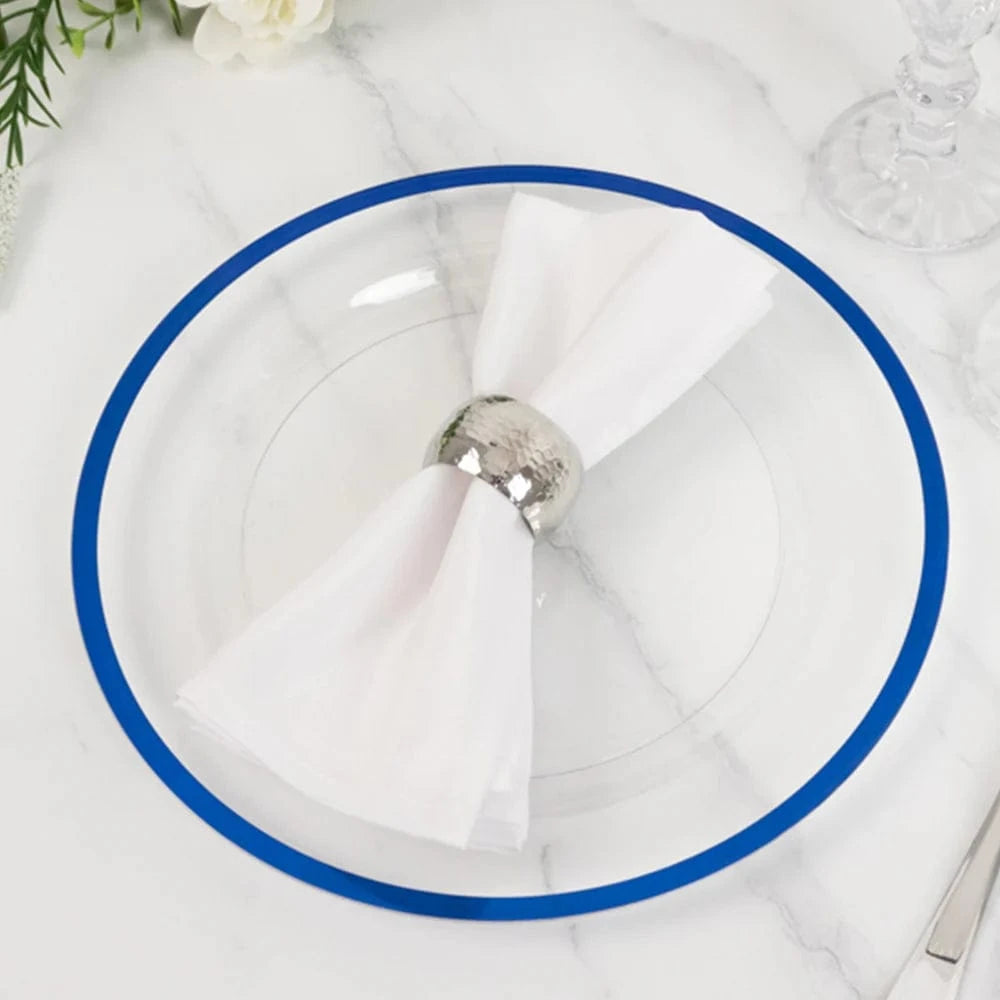 10 Disposable Round Plastic Dessert Plates with Gold Rim