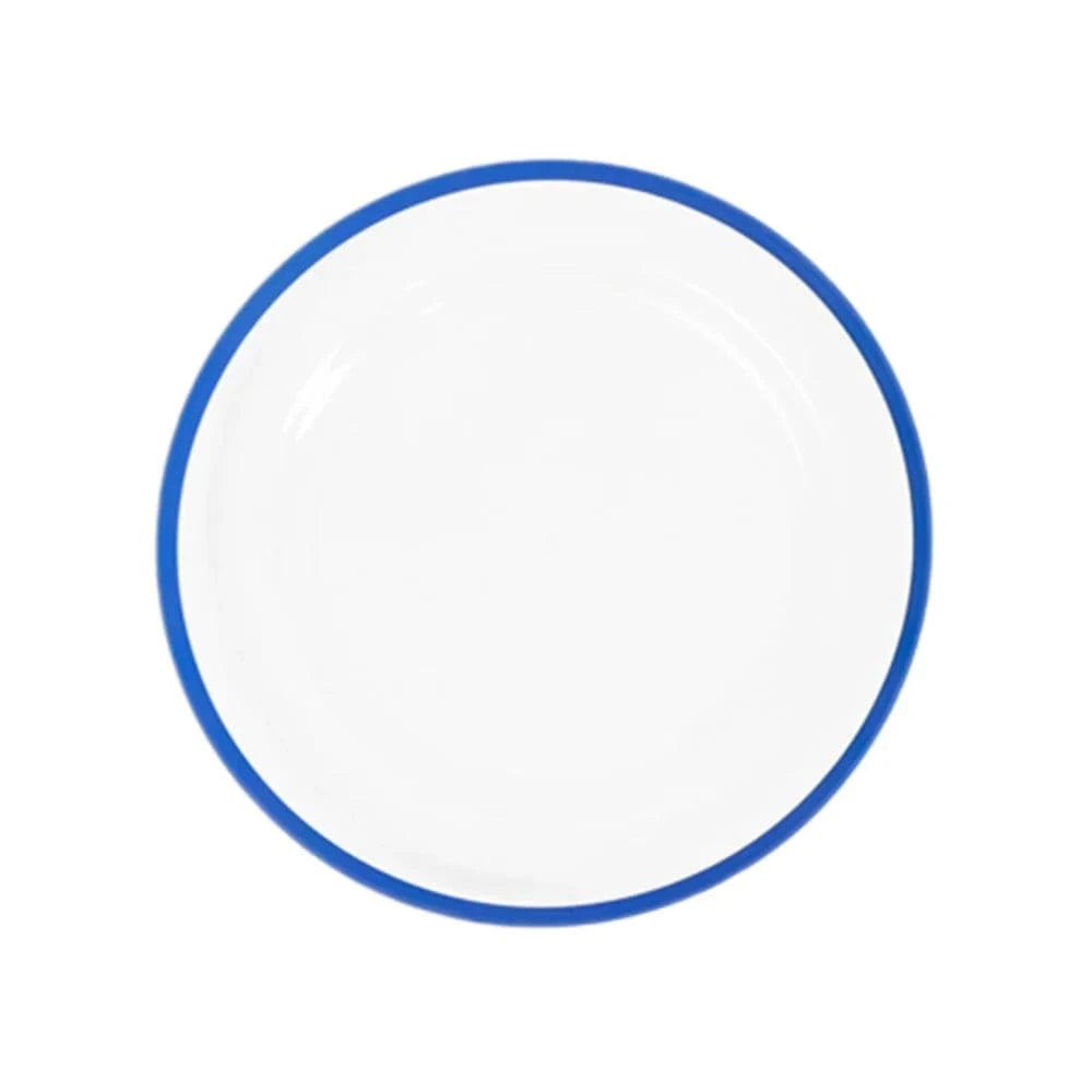 10 Disposable Round Plastic Dessert Plates with Gold Rim